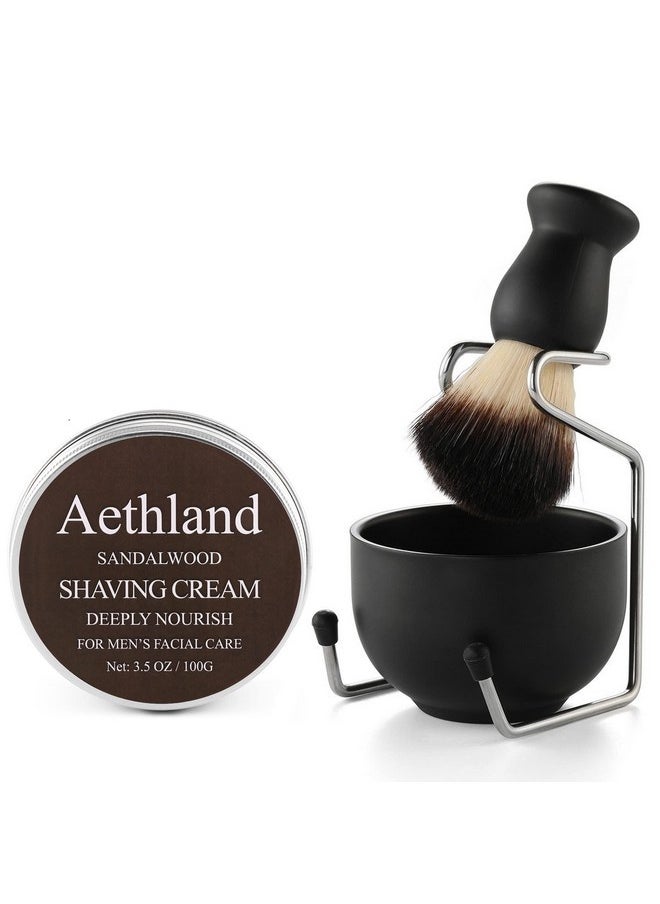 Aethland - Shaving Brush Set For Men Fathers Day Gift, Include 100G Shaving Soap, Hair Shaving Brush With Solid Wood Handle, And Dia 3.1 Inches Stainless Steel Shaving Bowl, Shaving Stand Wet Shaving - Image 1