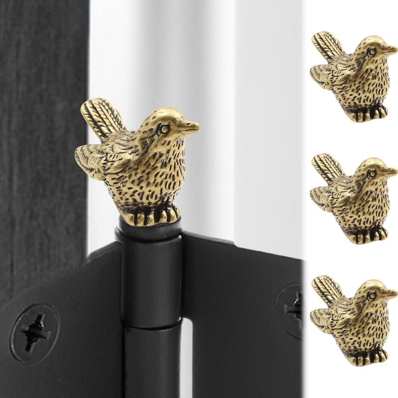 Brass Sparrow Hinge Heads Decorative Topper Set of 3  Magnetic Hinge Head Toppers  Vintage Bird Door Hinge Head Home Decoration