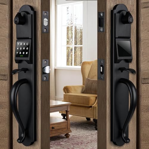 HISAFE Keyless Entry Door Lock with Handle Set Electronic Smart Exterior Door Handleset with Keypad Left Hand - Image 1