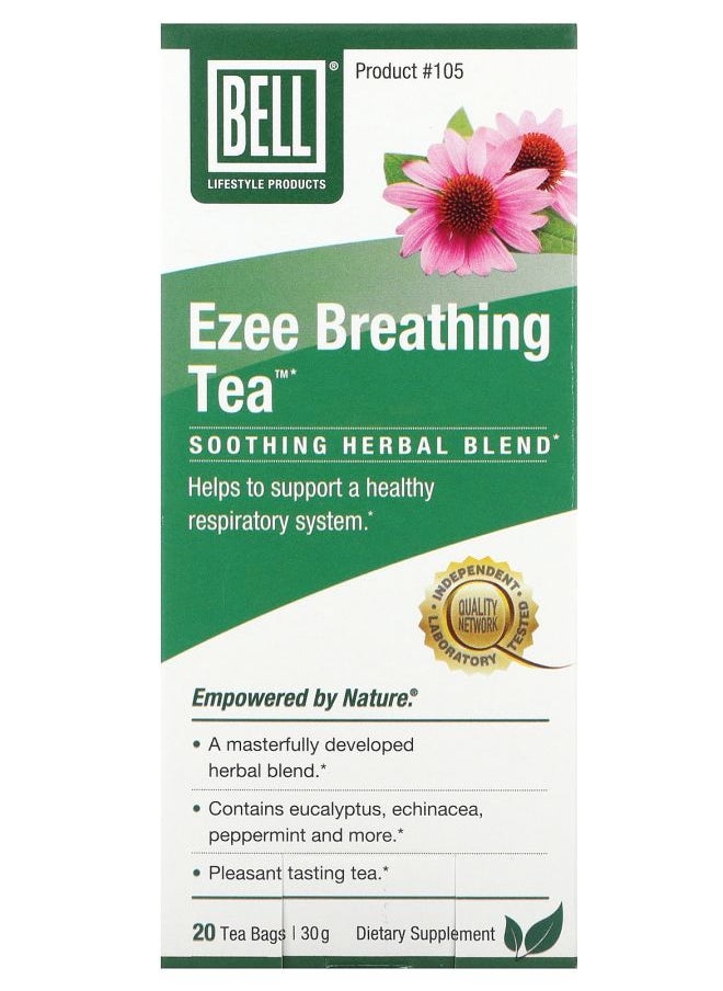 Bell Lifestyle Ezee Breathing Tea Soothing Herbal Blend 20 Tea Bags 1.5 g Each 