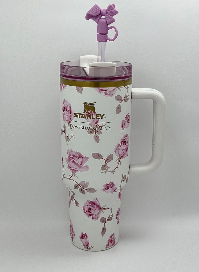 Stanley Stanley x LoveShackFancy Quencher 40OZ Ribbon Rosa,Presented in Elegant Gift-Ready Packaging - Image 2