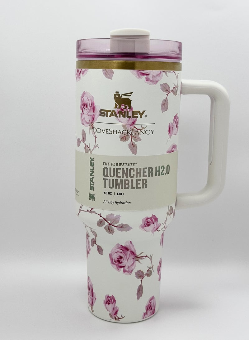 Stanley Stanley x LoveShackFancy Quencher 40OZ Ribbon Rosa,Presented in Elegant Gift-Ready Packaging - Image 3