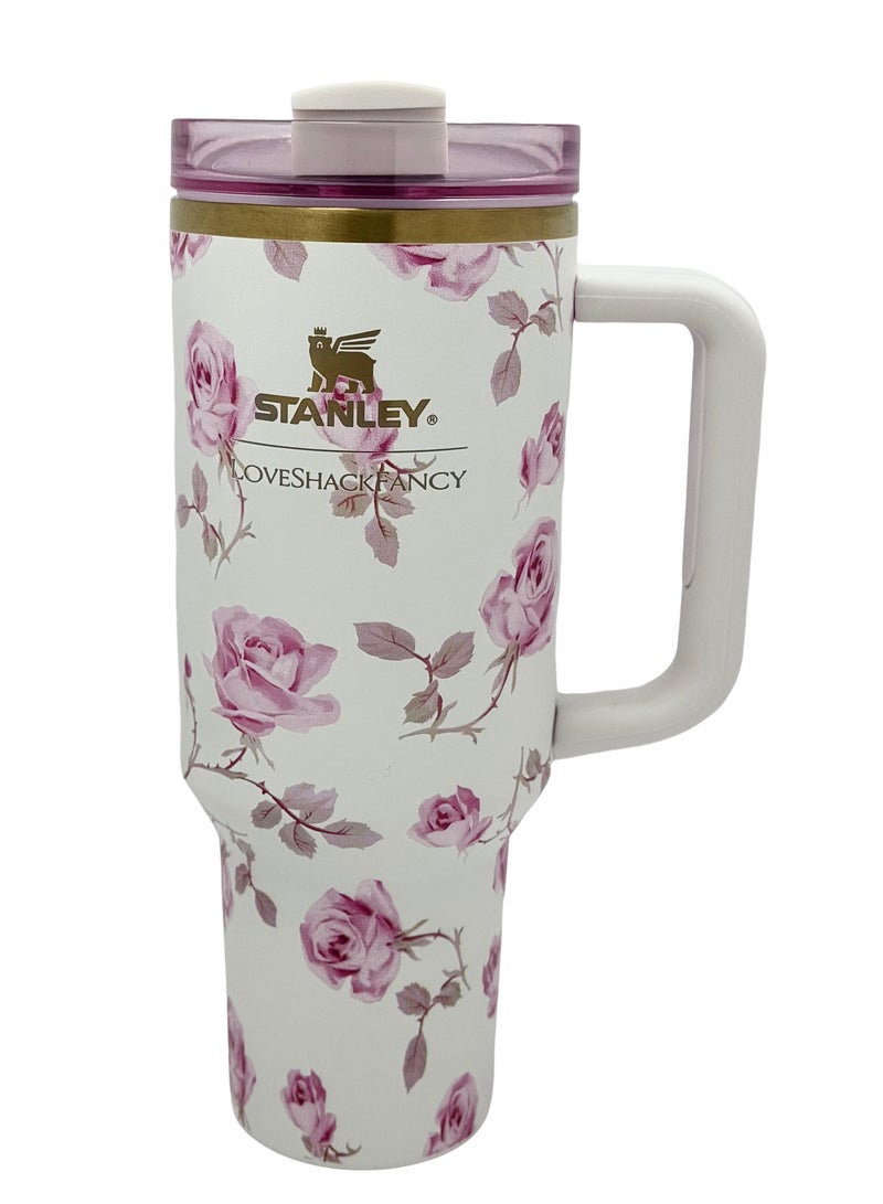 Stanley Stanley x LoveShackFancy Quencher 40OZ Ribbon Rosa,Presented in Elegant Gift-Ready Packaging - Image 1