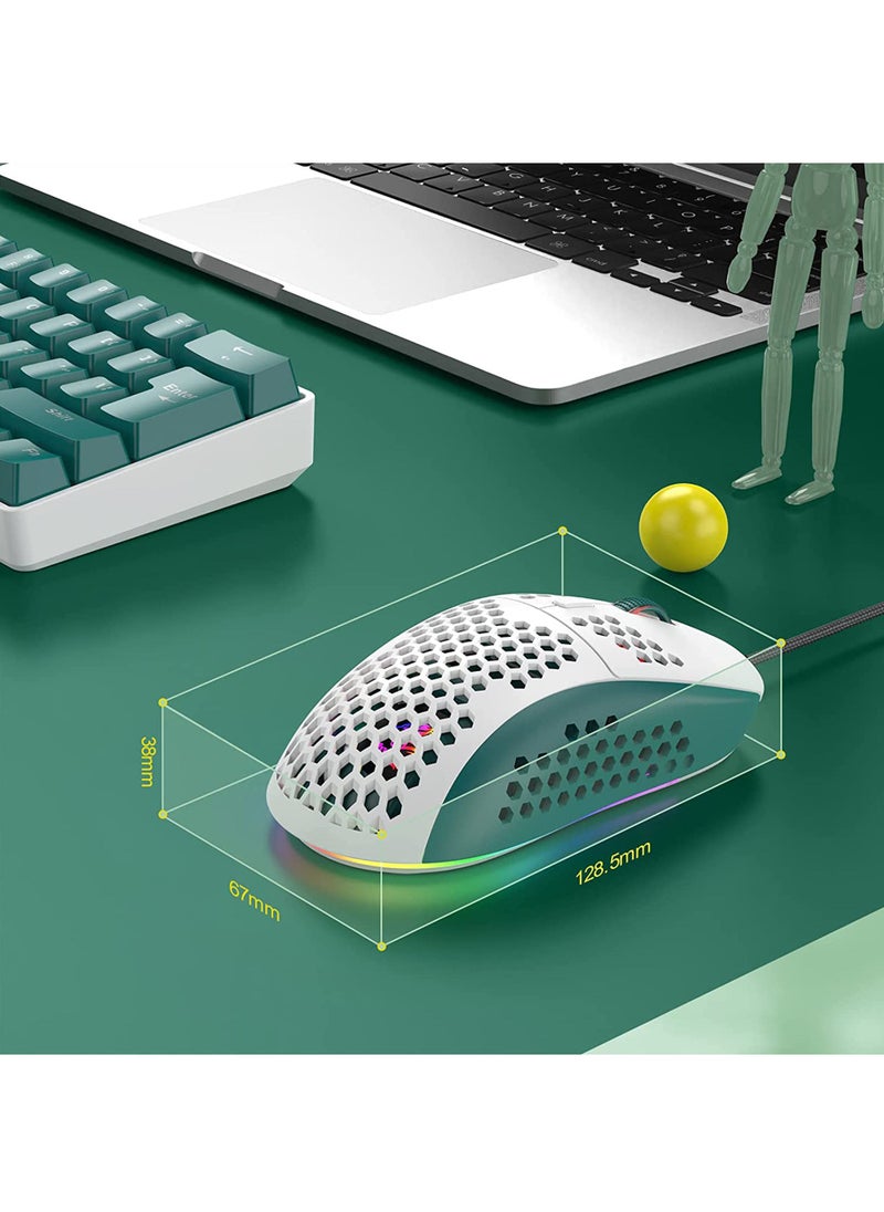 Rock Pow - M8 LED Gaming Mouse Ergonomic Ultra-Lightweight Honeycomb Shell Custom Tri-Colour Design Chroma RGB Backlit 7 Programmable Buttons 6400 DPI Computer Mice for PS4 Xbox Laptop PC Gamers - Image 1