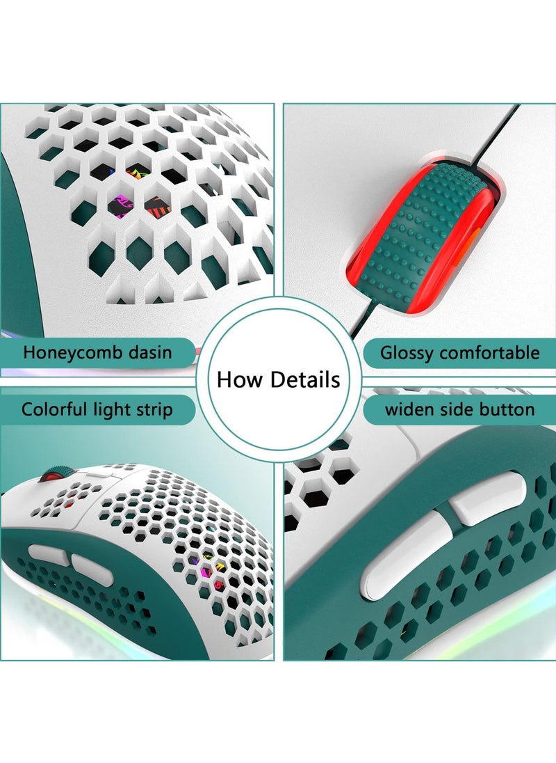 Rock Pow - M8 LED Gaming Mouse Ergonomic Ultra-Lightweight Honeycomb Shell Custom Tri-Colour Design Chroma RGB Backlit 7 Programmable Buttons 6400 DPI Computer Mice for PS4 Xbox Laptop PC Gamers - Image 1