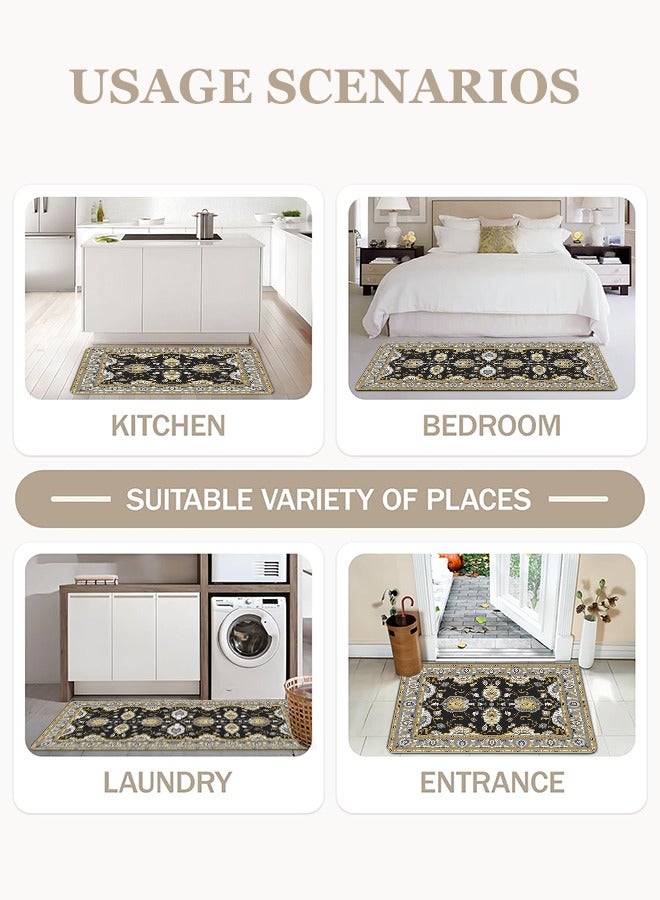 2 PCS Kitchen Floor Mats Rugs Set, Cushion Floor Carpet, Waterproof, Oil Resistant and Anti-Fatigue PU Standing Mat for Kitchen, Floor, Office, Sink, Laundry 45*75CM+45*120CM