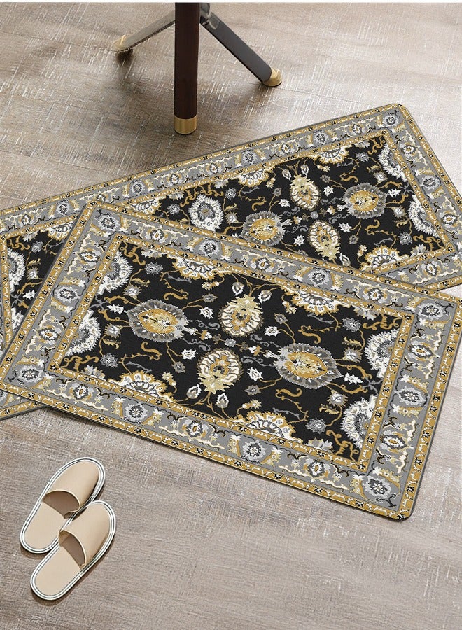 2 PCS Kitchen Floor Mats Rugs Set, Cushion Floor Carpet, Waterproof, Oil Resistant and Anti-Fatigue PU Standing Mat for Kitchen, Floor, Office, Sink, Laundry 45*75CM+45*120CM