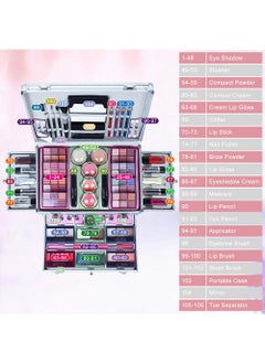 Missyoung Professional Multifunctional Makeup Kit 106pcs Makeup Tools Eyeshadow Lipstick Mascara Lip Liner Makeup Brush Makeup Artist Makeup Box For Women Full Kit  - Image 2