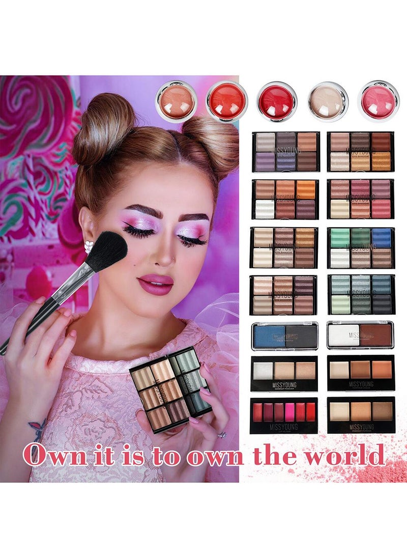 Missyoung - Professional Multifunctional Makeup Kit 106pcs Makeup Tools Eyeshadow Lipstick Mascara Lip Liner Makeup Brush Makeup Artist Makeup Box For Women Full Kit - Image 1
