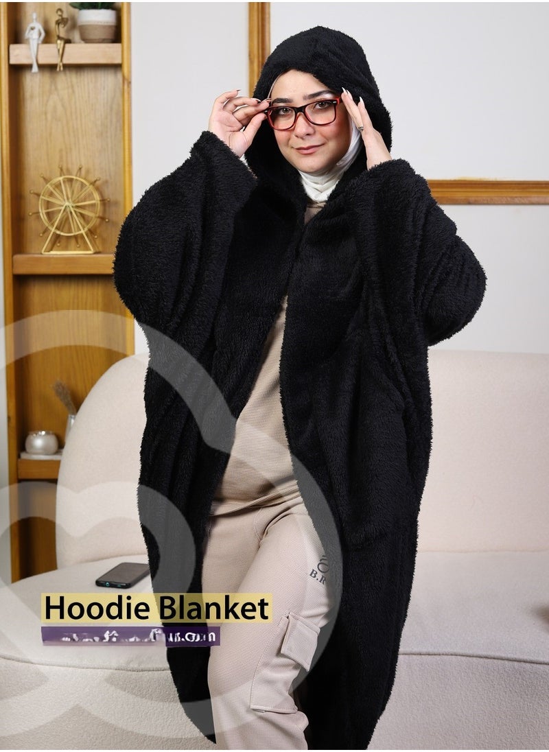 ماركة غير محددة - هودي بلانكت فرو للجنسين - اسود - Image 1
