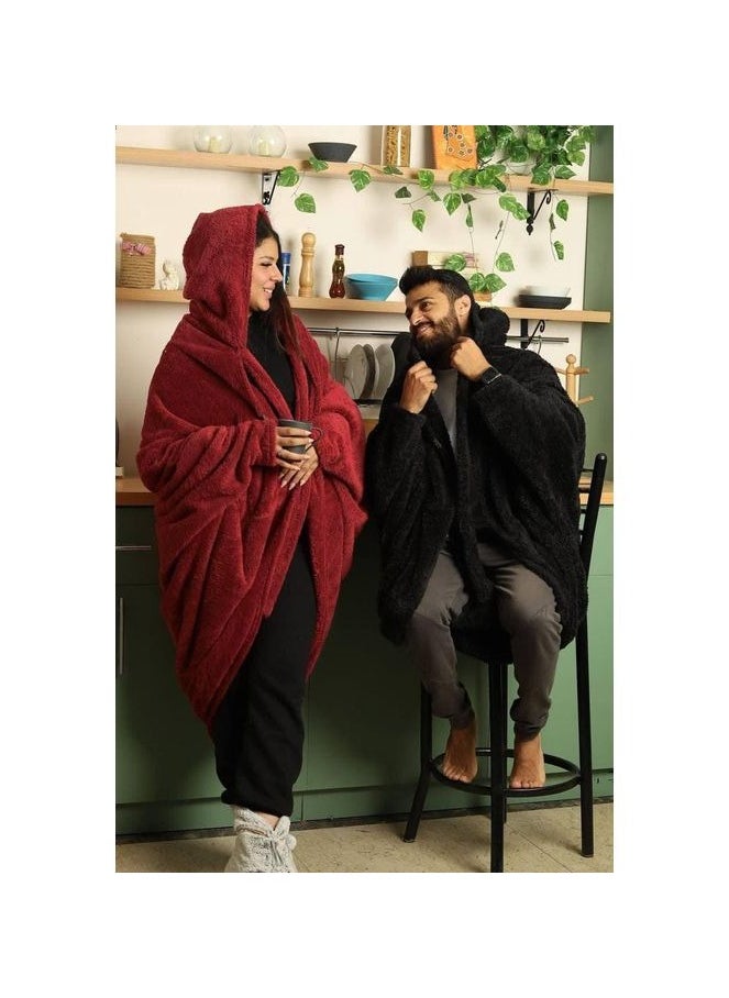 ماركة غير محددة - هودي بلانكت فرو للجنسين - اسود - Image 1