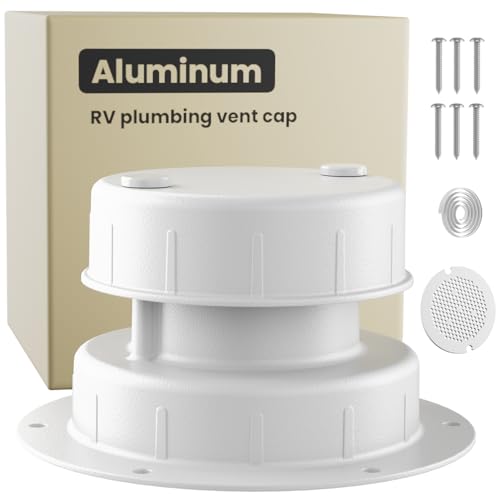 Safoner Aluminum RV Roof Sewer Plumbing Vent Cap Kit- Metal Replacement for Plastic Covers, Exterior Accessories for Trailers, Campers, and Motorhomes - White (1 Pack) - Image 1