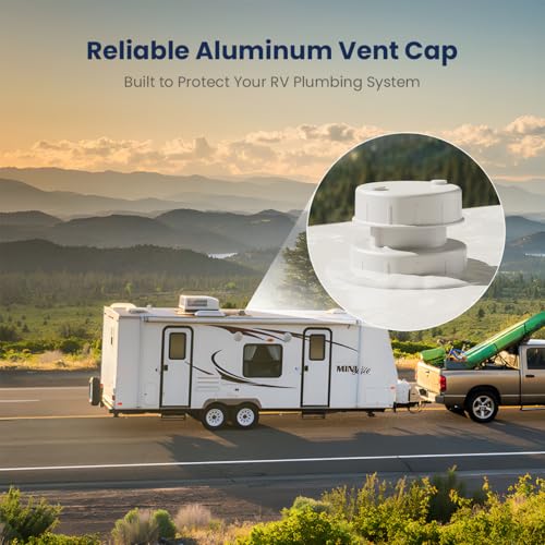 Safoner Aluminum RV Roof Sewer Plumbing Vent Cap Kit- Metal Replacement for Plastic Covers, Exterior Accessories for Trailers, Campers, and Motorhomes - White (1 Pack) - Image 2