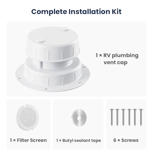 Safoner Aluminum RV Roof Sewer Plumbing Vent Cap Kit- Metal Replacement for Plastic Covers, Exterior Accessories for Trailers, Campers, and Motorhomes - White (1 Pack) - Image 5