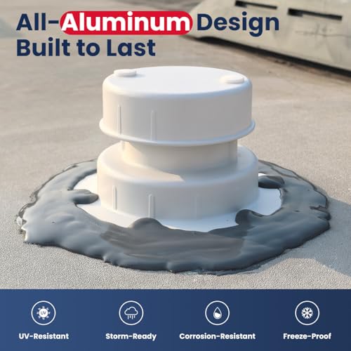 Safoner Aluminum RV Roof Sewer Plumbing Vent Cap Kit- Metal Replacement for Plastic Covers, Exterior Accessories for Trailers, Campers, and Motorhomes - White (1 Pack) - Image 3