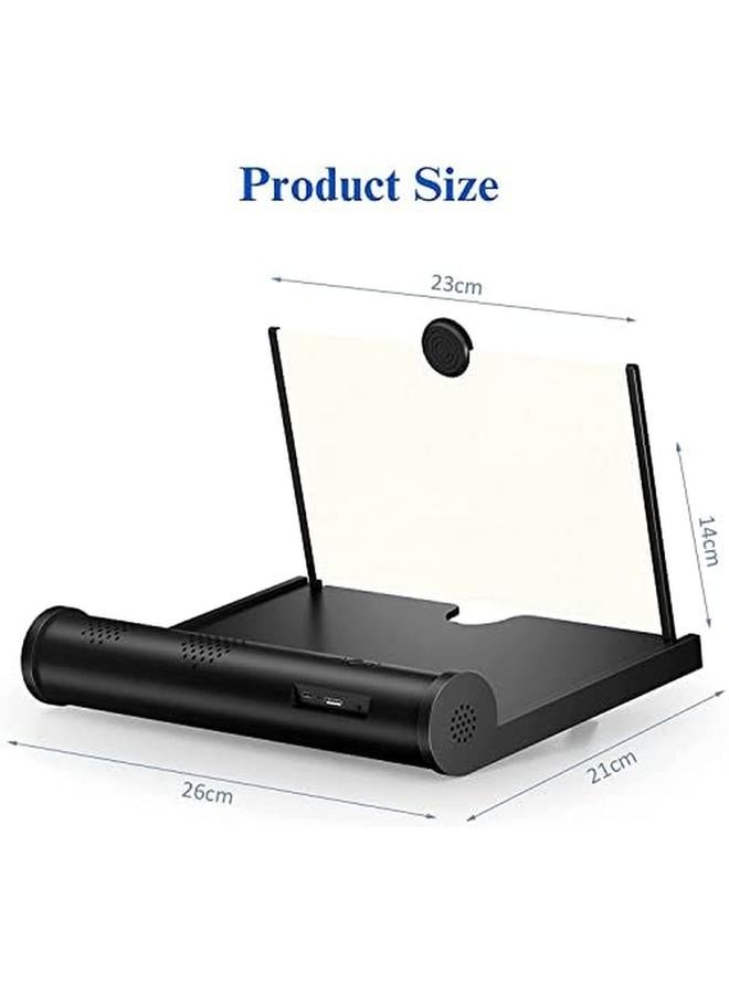 erorex Screen Magnifier With Bluetooth Speakers 12"–3D Hd Mobile Phone Magnifier Projector Screen For Movies Videos And Gaming–Foldable Phone Stand–Supports All Smartphones Black  - Image 3