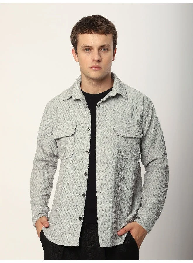 بيونغ قميص بتكسير تيري رمادي فاتح