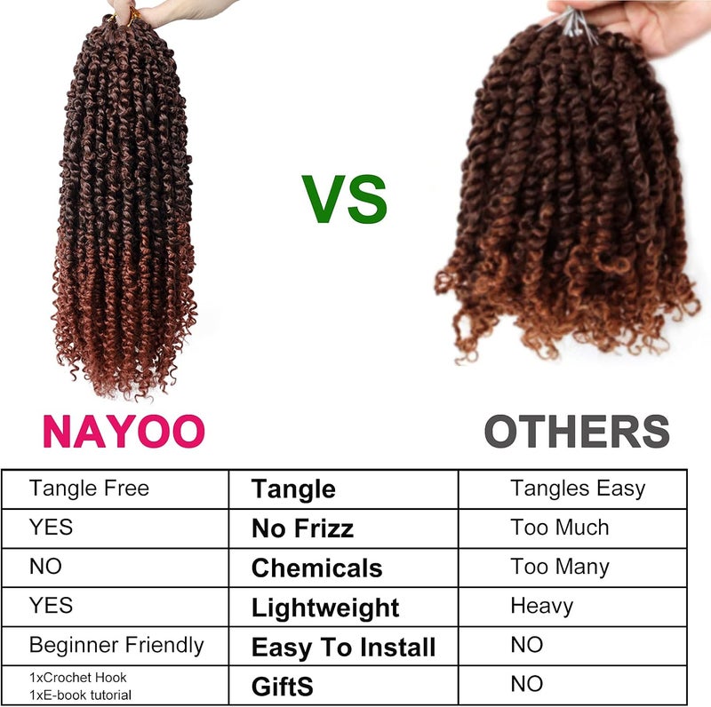 NAYOO Passion Twist Hair - 8 Packs 14 Inch Passion Twist Crochet Hair For Black Women, Crochet Pretwisted Curly Hair Passion Twists Synthetic Braiding Hair Extensions(14 Inch 8 Packs, T350 ) - Image 5