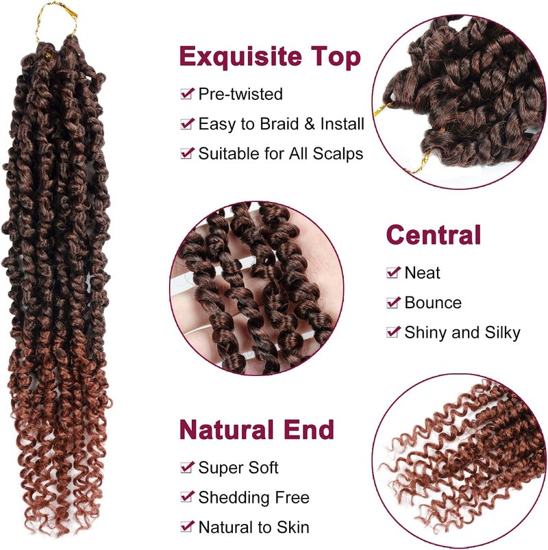 NAYOO Passion Twist Hair - 8 Packs 14 Inch Passion Twist Crochet Hair For Black Women, Crochet Pretwisted Curly Hair Passion Twists Synthetic Braiding Hair Extensions(14 Inch 8 Packs, T350 ) - Image 3