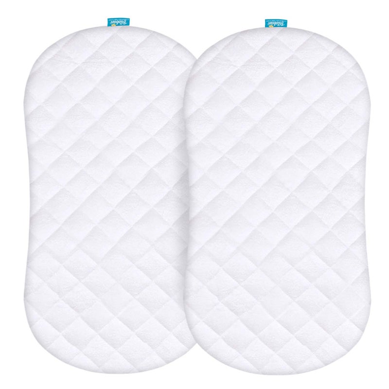 Biloban Bassinet Mattress Pad Cover Compatible with Halo BassiNest Swivel Sleeper, 2 Pack, Waterproof Quilted Ultra Soft Surface, Breathable and Easy Care - Image 1