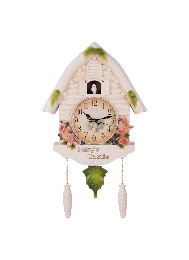 Generic - European Cuckoo Wall Clock Vintage Decoration5266 color crack flowers and birds 5266 color crack flowers and birds - Image 1