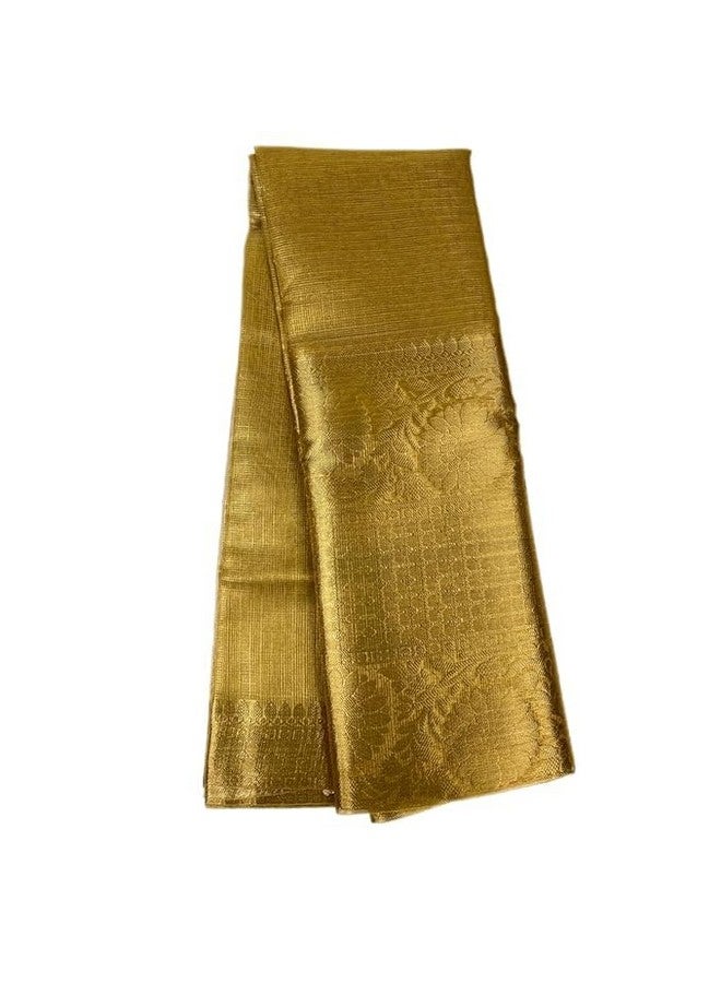 HAIDER ALI AND SONS Women Handloom Pure Soft Tissue Saree With Banarasi Weaving Zari Border And Running Bp | Saree For Party, Wedding, And Festivals, gold - Image 1