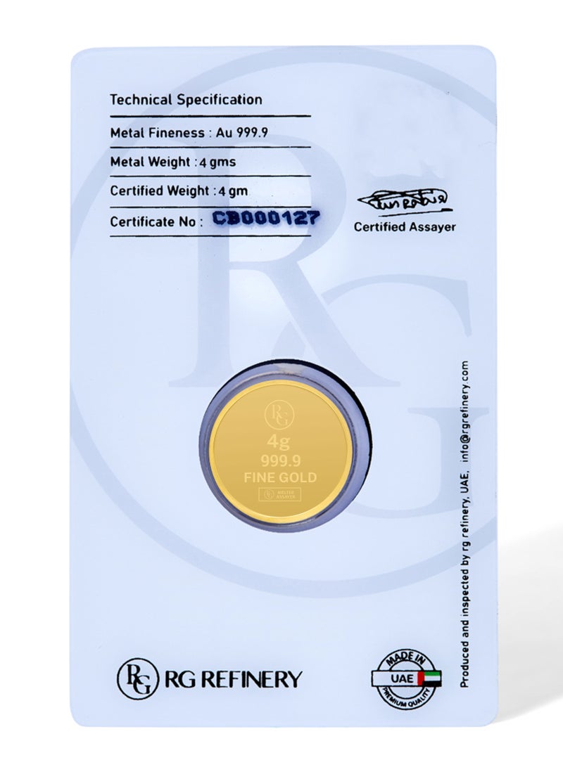 RG REFINERY Rafmoh Bullion 4 Gram 24k Gold Coin with Star Design - 4 Grams Gold Coin 24KT 999.9 Purity - Image 4