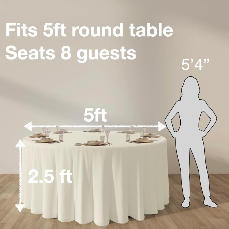 Urby Round Tablecloth for 1.5–1.8 m Round Folding Table for 6–8 Guests, for Table with 6 Chairs, 304.8 cm, Ivory, Ideal for Party, Wedding, Banquet and Events - Image 3