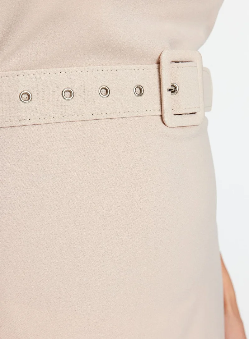 trendyol Square Neck Belted Dress