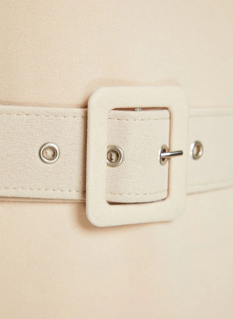 trendyol Square Neck Belted Dress