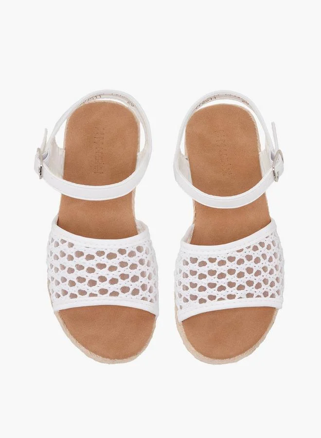 ببرمنة Girls Mesh Detail Espadrille Buckle Closure Sandals