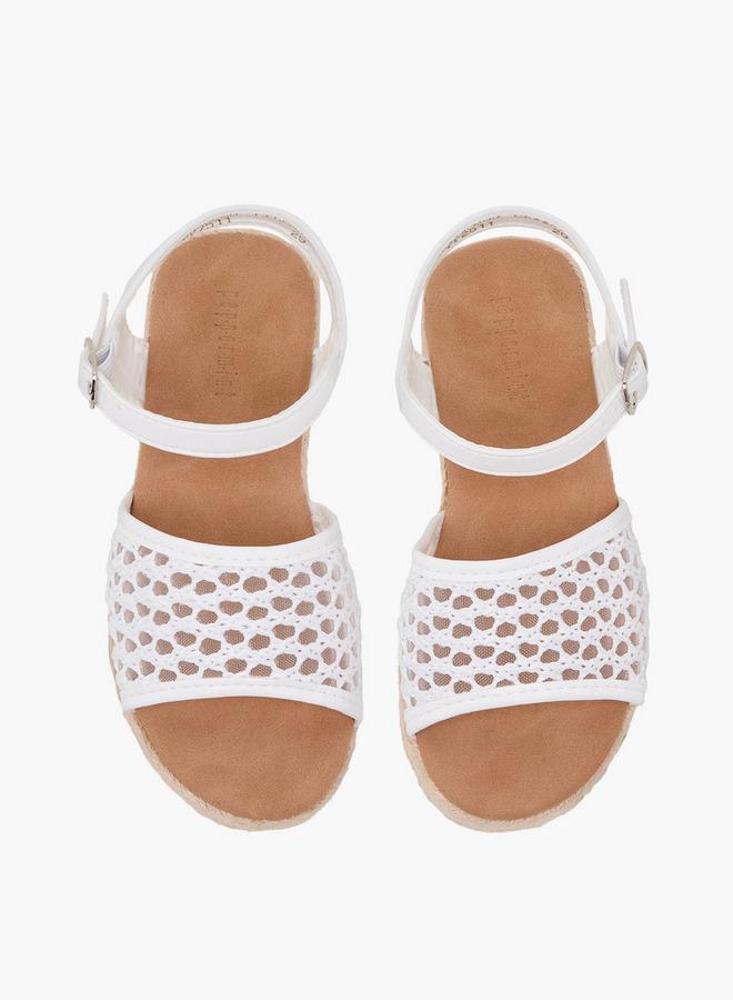 Peppermint Girls Mesh Detail Espadrille Buckle Closure Sandals - Image 2