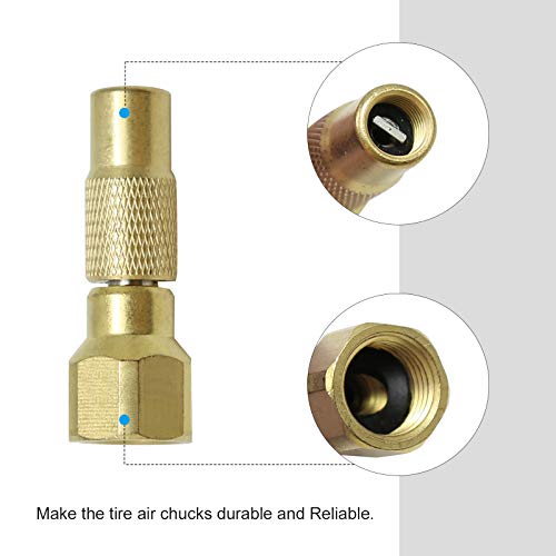 Anxingo أنكسينغو هواء تشاك لولبي، 2 قطع تشاك هواء ثقيل للضغط على الإطارات لملحقات مقياس ضغط الإطارات - Image 3