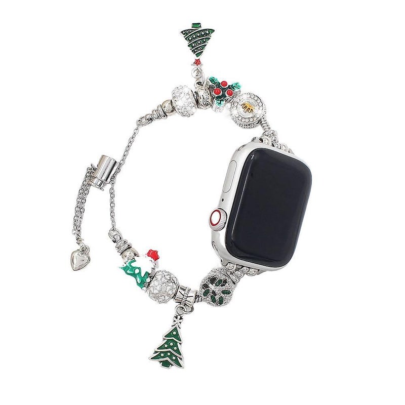 سوار ساعة ذكية سوار نايلون حلقي متوافق مع Apple Watch / SE بملاءمة قابلة للتعديل وحزام بديل للاستخدام اليومي باللون فضي قابل للتعديل عملي للاستخدام المتكرر خفيف الحمل - Image 5