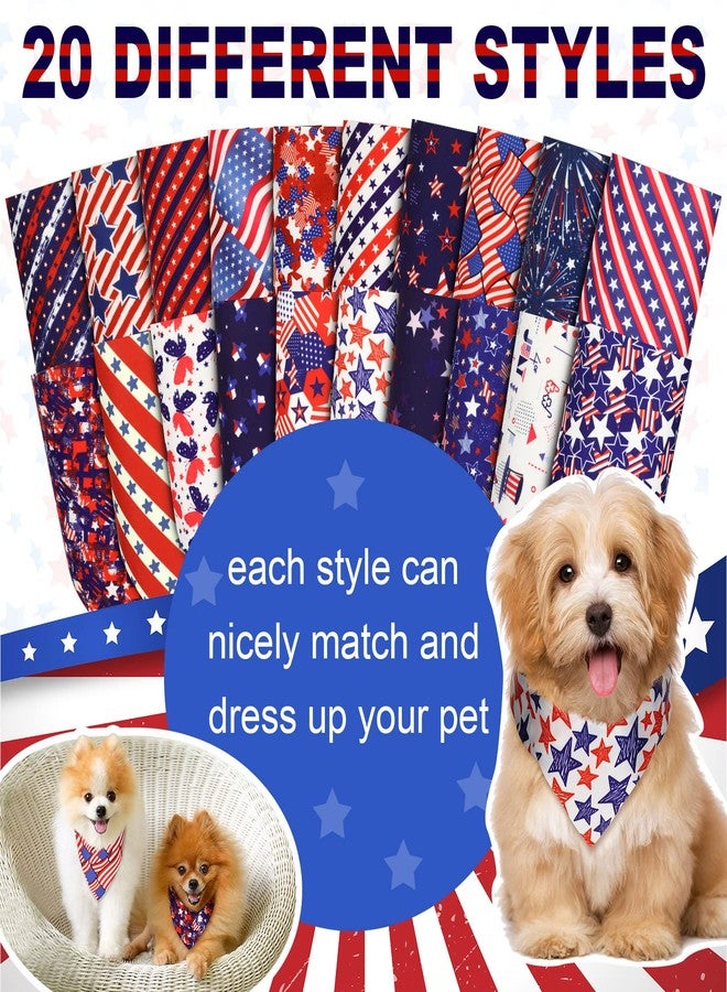 Weewooday 20 Pack 4th of July Dog Bandana Scarf Accessories Easter Spring Summer Holiday Dog Bandana Pet Triangle Scarf Soft Bib for Small Medium Large Girl Boy Dogs Pet Cat(Flag Patterns) - Image 4