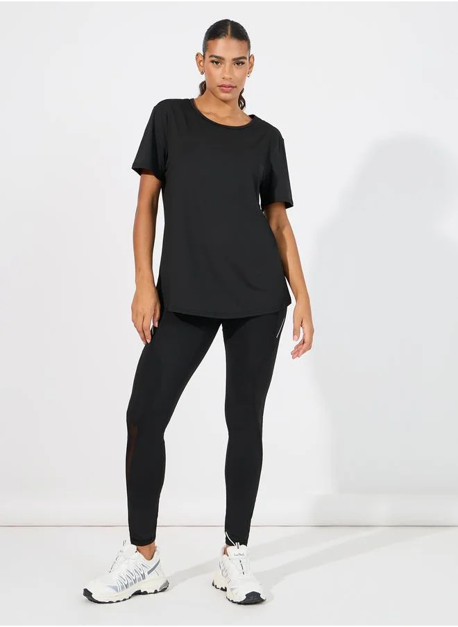 Styli Back Cut Out Detail Short Sleeve Top