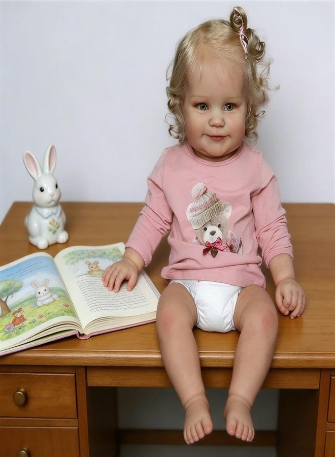 Zero Pam 20 Inch Realistic Baby Dolls Girl Toddler,Lifelike Full Soft Vinyl Body Reborn Baby Dolls with Blonde Hair That Look Real Cute Newborn Babies Doll with Feeding Toy for Kids Age 3+ - Image 3