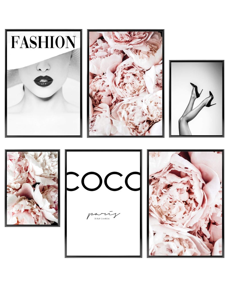 HOME TROVE  wall art prints paris decor for bedroom UNFRAMED pink wall decor for bedroom women 6 pink poster as stylish fashion wall art for glam wall decor and paris wall art, 11x17 & 8x10, lips coco - Image 3