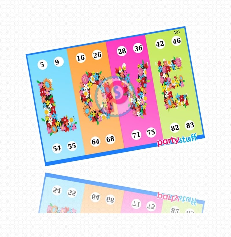 PartyStuff Romance Theme Tambola Housie Tickets - Love Alphabets kukuba 1 - Designer Kukuba (16 Cards) - Image 2