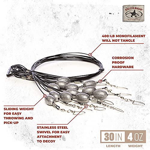 Rig Em Right Rig'Em Right Waterfowl Original Pre-Rigged Duck Hunting Decoy Anchors (30" Length, 4-oz Weights) - Image 2