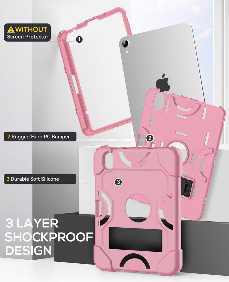 Cantis Case for iPad mini 7 A17 Pro 2024/ iPad mini 6 2021 8.3 Inch, Heavy Duty Shockproof Cover for iPad mini 7th/ 6th Generation 8.3" with Pencil Holder, Rose Gold - Image 4