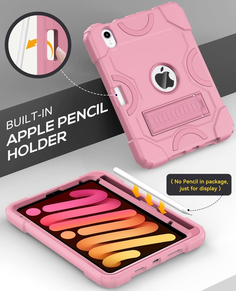 Cantis Case for iPad mini 7 A17 Pro 2024/ iPad mini 6 2021 8.3 Inch, Heavy Duty Shockproof Cover for iPad mini 7th/ 6th Generation 8.3" with Pencil Holder, Rose Gold - Image 5