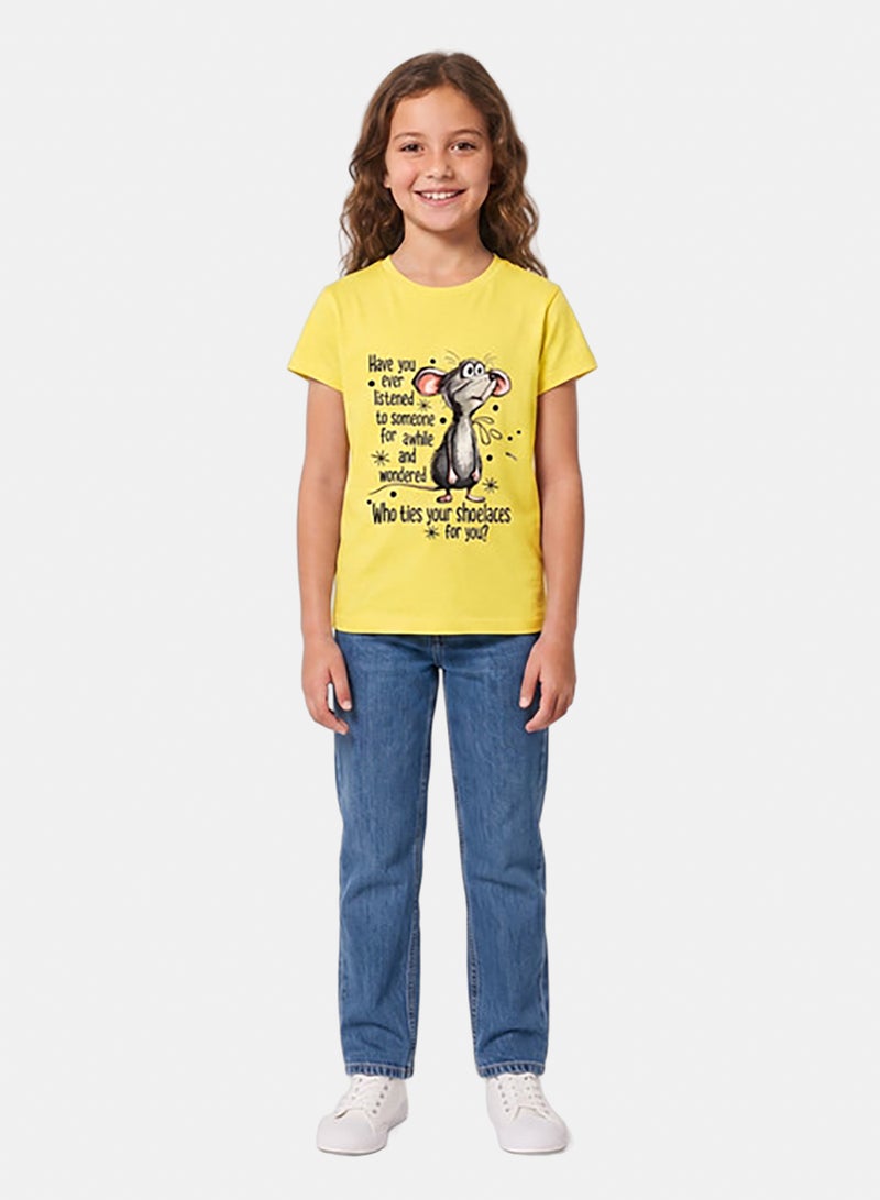 Andora Regular Fit Slip On Printed Girls T-Shirt - Yellow - Image 1