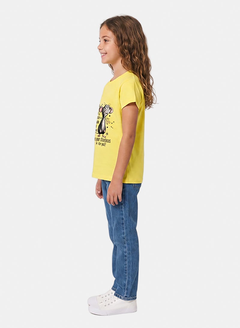 Andora Regular Fit Slip On Printed Girls T-Shirt - Yellow - Image 4
