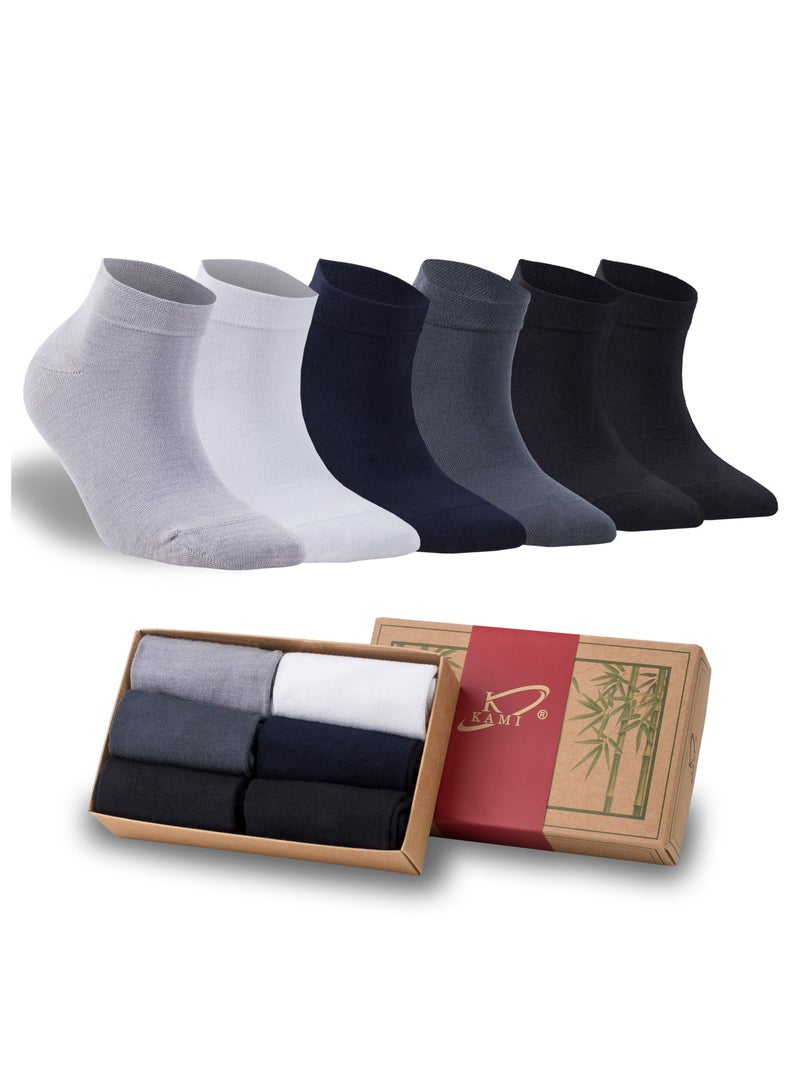 Kami جوارب كاحل للرجال ناعمة للغاية من البامبو مضادة للبكتيريا 6 أزواج - Image 1