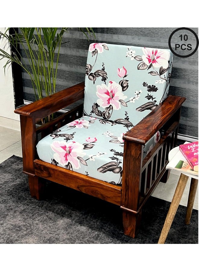 ohello® Stretchable/Spandex Printed Sofa Slip Cover, Pack of 10 Sofa seat Covers can use for livingroom, Couch, Wooden Sofas & Offices (Pink & Black, SSC_905) - Image 1