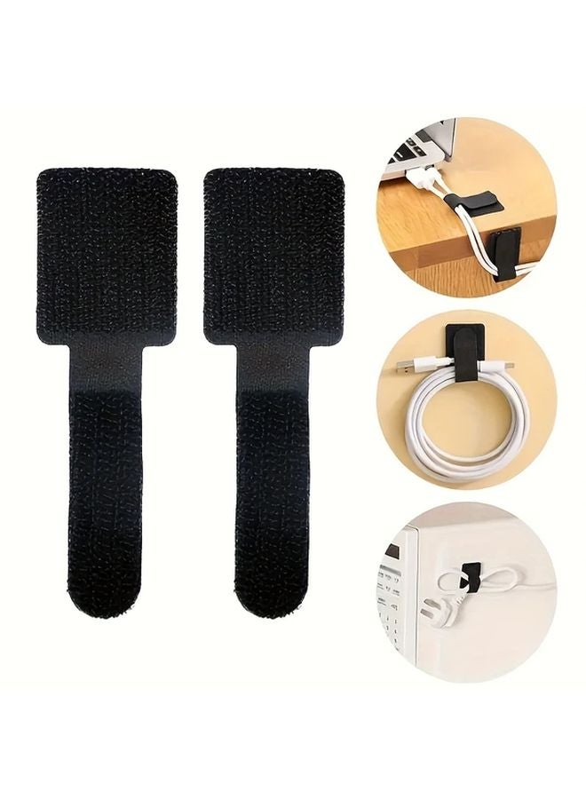 10 Pieces Black Reusable Cable Ties Cord Management Kit For Home Office - Image 5