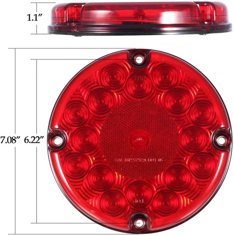 Partsam 2Pcs 7 Inch Round Led Trailer Tail Lights Red 17 LED with Inner Reflex Lens - Image 3