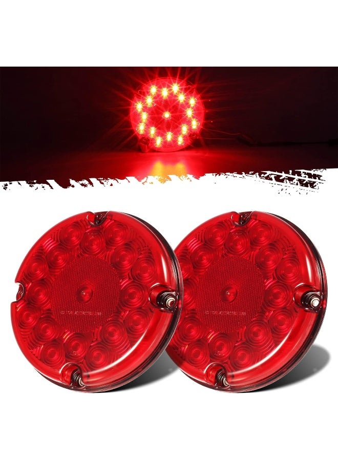 Partsam 2Pcs 7 Inch Round Led Trailer Tail Lights Red 17 LED with Inner Reflex Lens - Image 1
