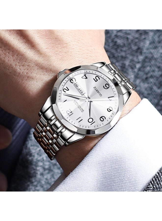 Binkada Middle-aged And Elderly Men's Watch With Large Digital Display, Luminous Mechanical-style Quartz Watch, Gift For Father Or Dad - Image 3